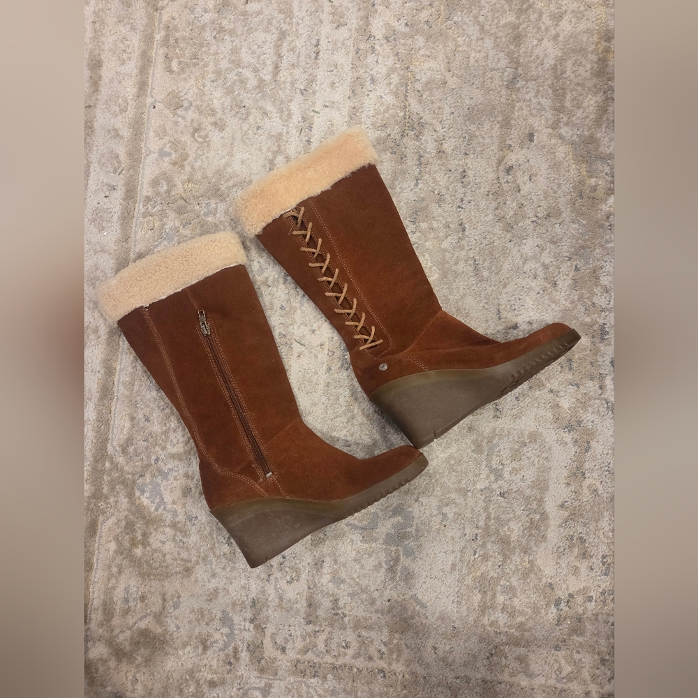 Ugg Felicity Suede Wedge Boot With Shearling